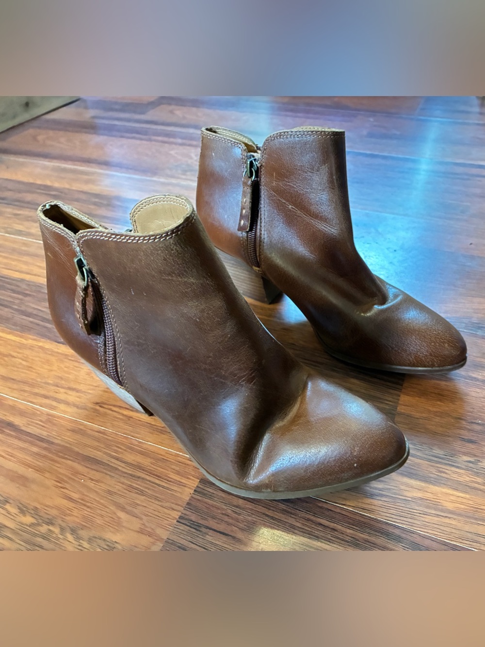 Women's Frye Judith Double Zip Brown Leather Ankle Booties